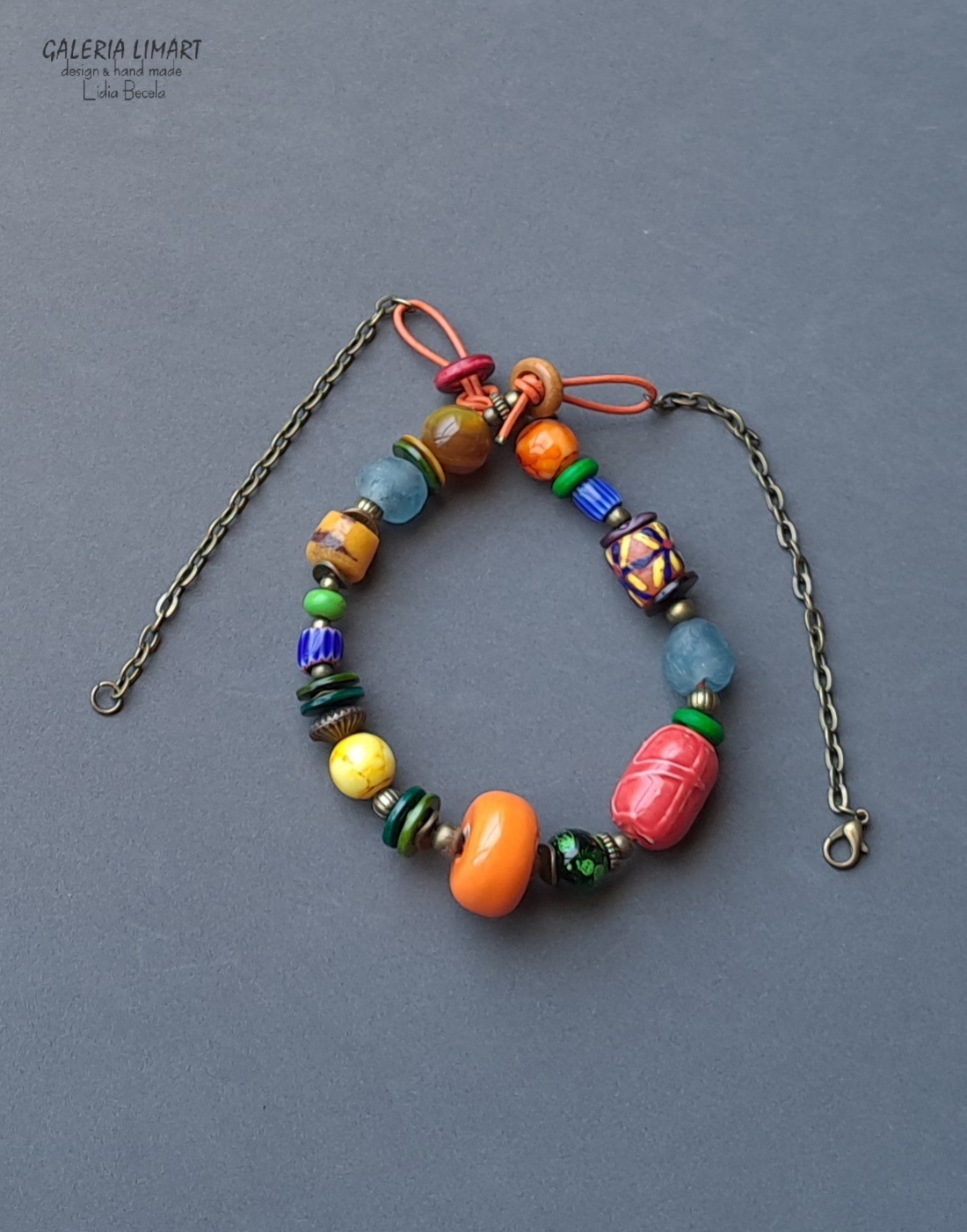 Naszyjnik optymistyczny bis dla osoby z fantazją bajecznie kolorowy unikalny prezent handmade